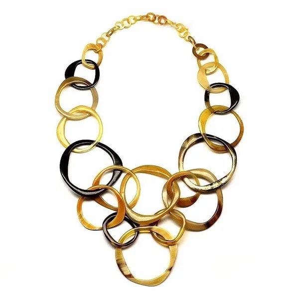 best selling high quality nice buffalo horn black white necklace