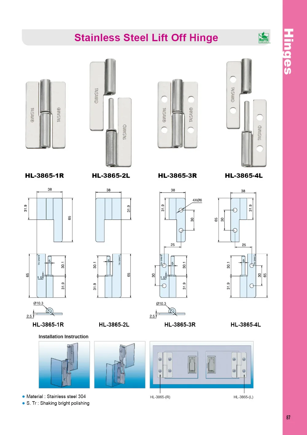 Hl38653r Stainless Steel Pin Types Of Detachable Hinges Buy