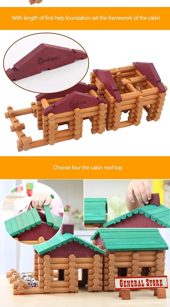 Children Toys New 2016 Style 170pcs Farm And Shop Log Set