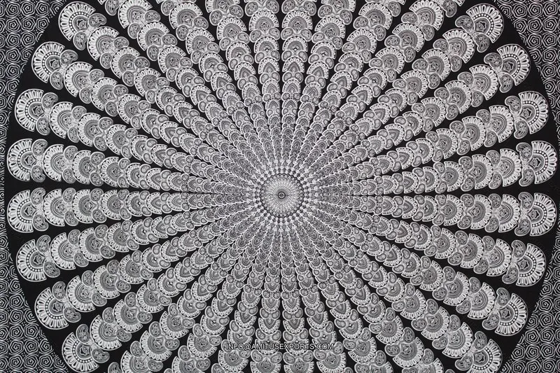 Pavone Pavone Indiano Mandala Arazzo Moor Pankh Bianco E Nero Rotondo Mandala Buy Nero Tiro Da Parete Decorazione Della Parete Camera Da