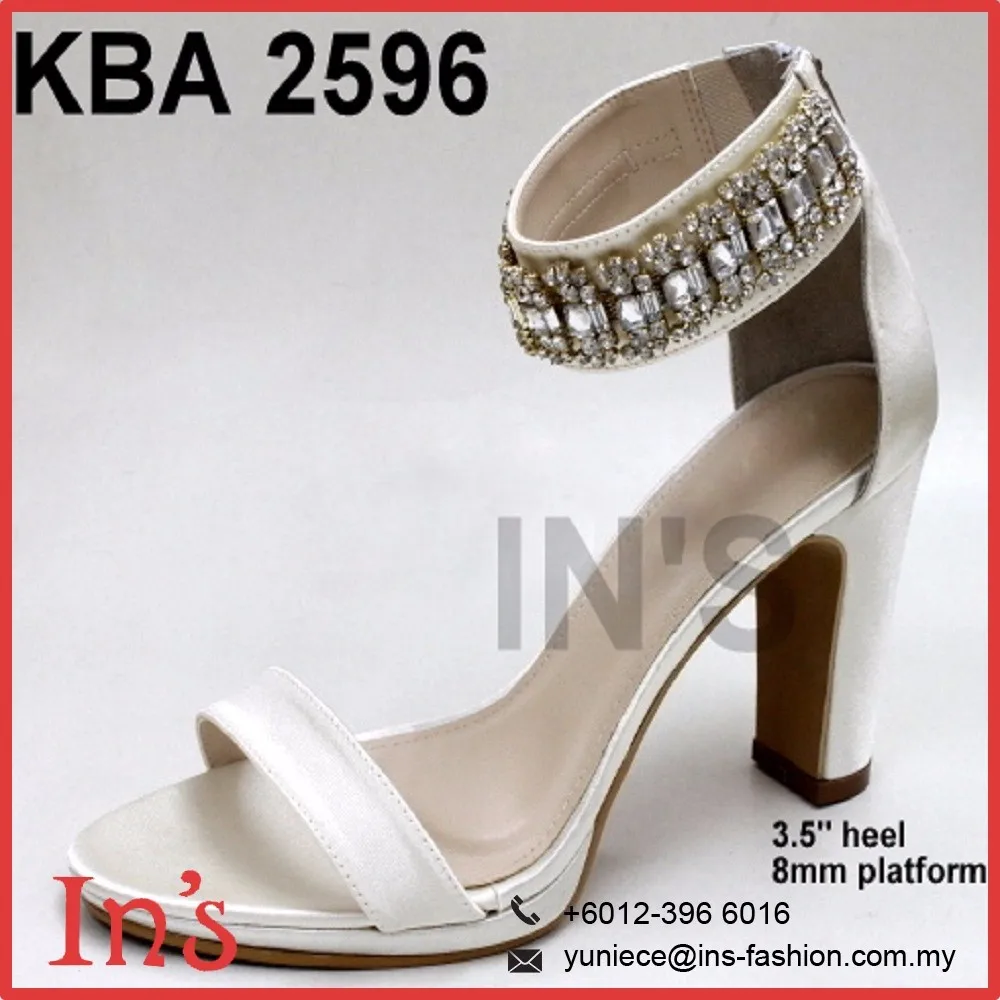 Malaysia White Bridal Ladies High Heels Shoes With Diamonds