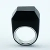 Bold Gemstone Ring Black Agate Rhodium Plated Silver Lining