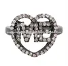 925 Sterling Silver Natural Pave Diamond Love Heart Shape ME Ring Jewelry Supplier