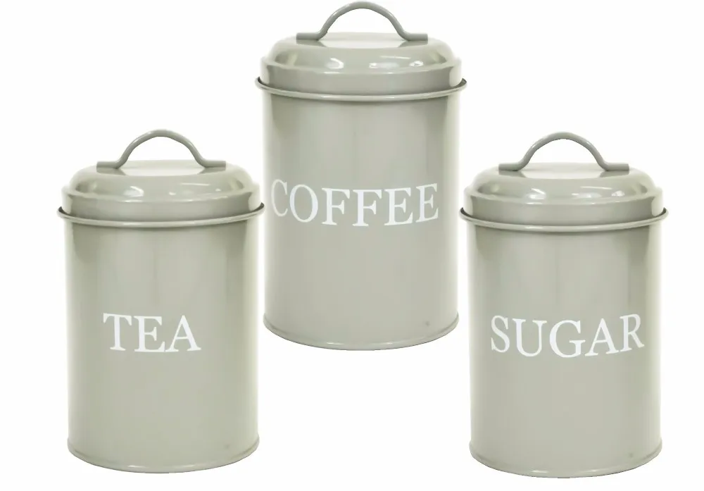 Stainless Steel Coloured Vintage Canister Set Tea/sugar/coffee - Buy ...