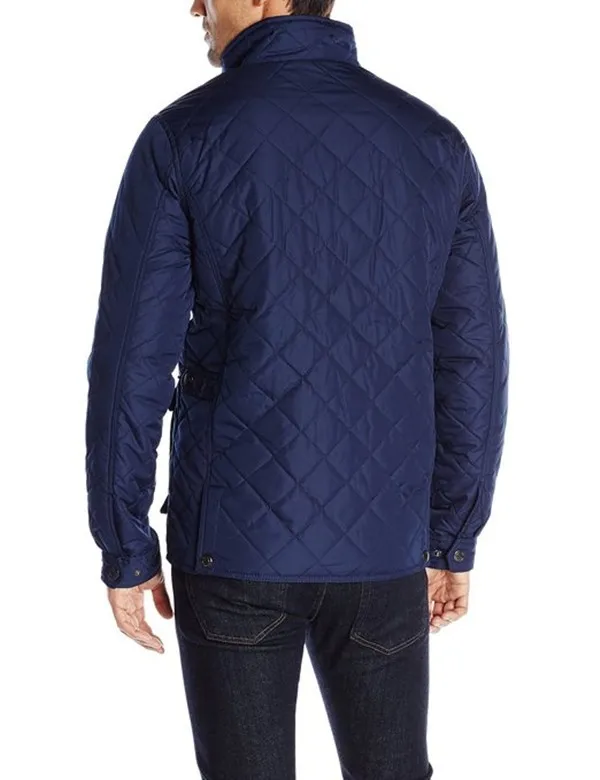 Men's Diamond Quilted Jacket Urbann-Vibe Durable Woven Blend Standing Band Collar Contrast Trim