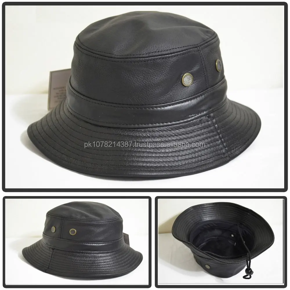 round leather hat