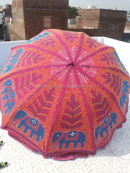 Big Garden Umbrellas Outdoor Patios Hand Embroidery Rajasthani