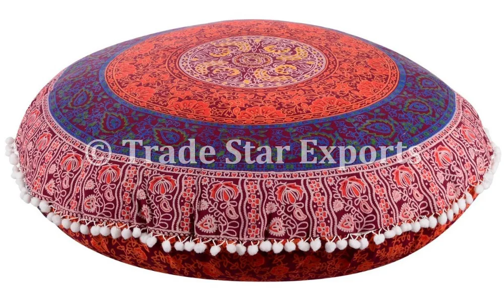 Large Mandala Floor Pillows With Insert Ethnic Cotton Round Throw Cushion Cover