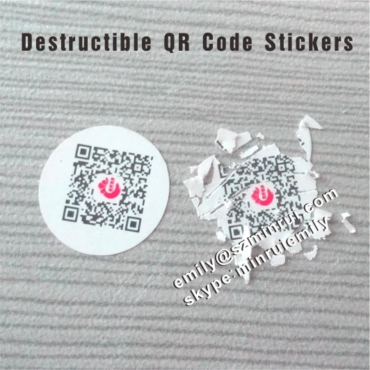 Custom Tamper Evident Qr Code Stickers With Middle Image Printed,One