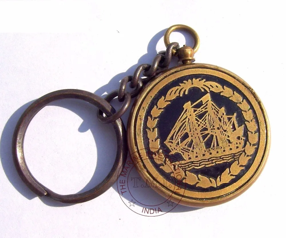 Vintage Nautical 50 Years Perpetual Calendar Keychain Brass Keychain Key Ring