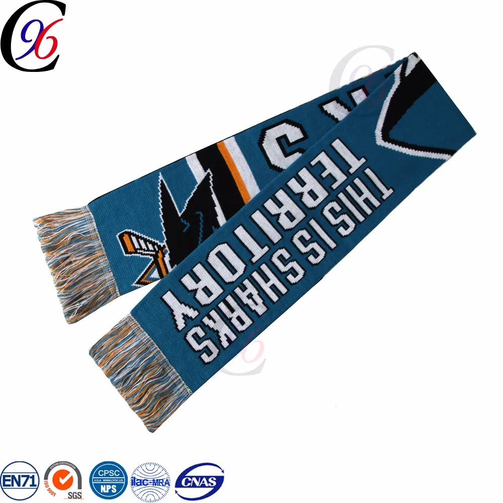 Chengxing new design 100% acrylic spandex custom wholesale woven crochet soccer football fans sport scarf 