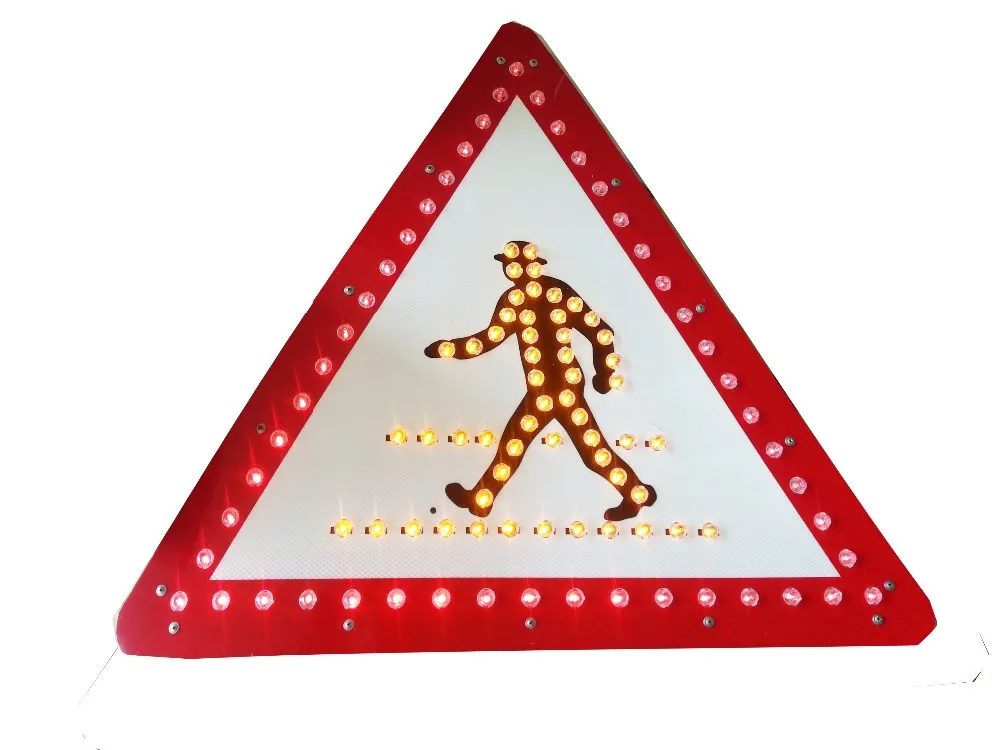 Road Traffic Signs Led Reflector Warning Triangle Solar Led Warning