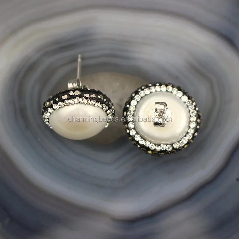 CH-LSE0021 Natural pearl stud earrings,freshwater pearl earrings,women latest fashion earrings,diamond stud earrings