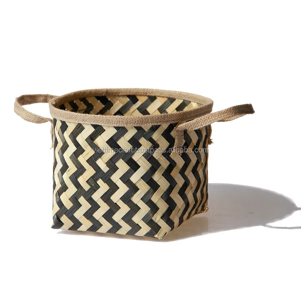 Set 3 Bamboo Zigzag Baskets For Bathroom,Crafted In Vietnam Buy