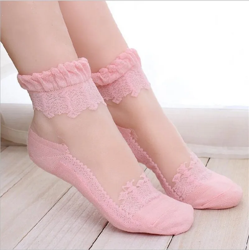 Wholesale White Sexy Lace Sock Wth Boots,Popular Transparent Ankle Silk