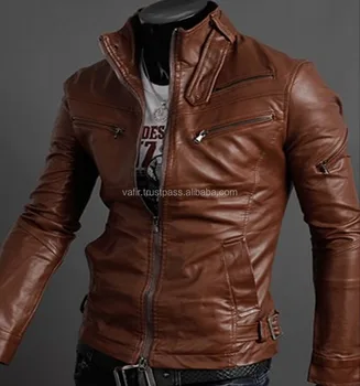 Brown Men's Black Leather Padded Jacket Stock Pakistan Leather Jacket ...