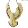 Pave Diamond Bone Carving Flying Eagle Pendant Necklace Carved Gemstone Jewelry