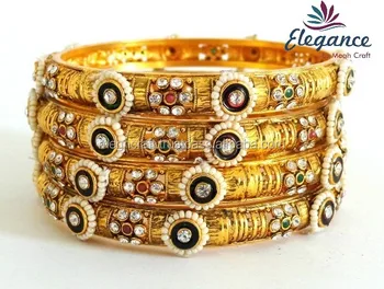 Indian Traditional Wedding Bangles Kundan Polki Bangles One Gram