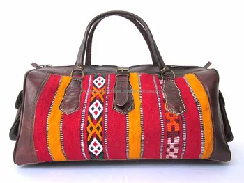 leather kilim travel bag