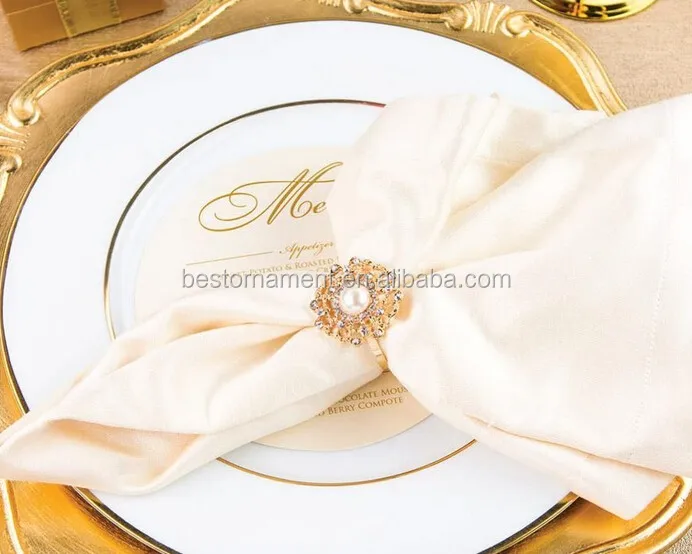 Wholesale Tablescape Bling Rhinestone Wedding Pearl Napkin Ring - Buy ...