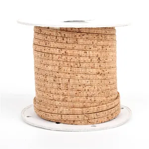 Portuguese cork 5*2mm flat cork cord natural beige jewelry supplies cor-113
