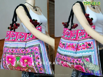 Thai Embroidered Hmong Hill Tribe Hand Bag Tote Handmade Thai Embroidered Hmong Hill Tribe Hand Bag Tote