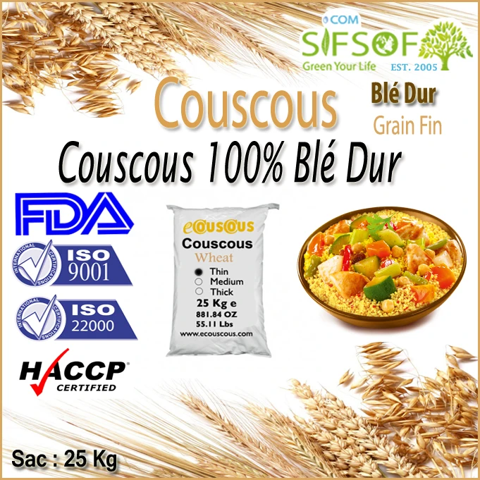 Cous cous de haute qualité. Couscous. Couscous grain fin.100 blé dur