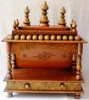 Hand Painted Copper Finish Wooden Temple With 2 Drawers
