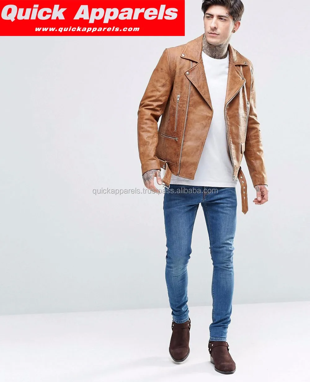 Durable In Use Buffalo Cheap Leather Motorcycle Jacket,Customized Men Leather Jacket,Vegan