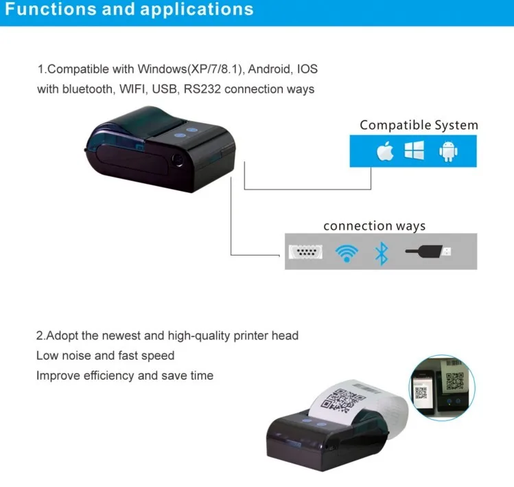 POS Bluetooth Thermal Barcode Printer