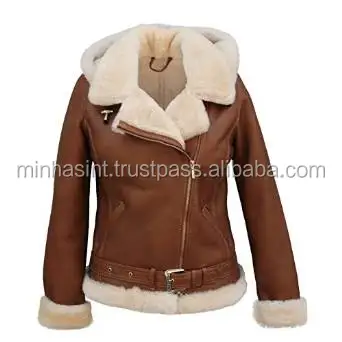 womens leather coat with fur hood