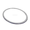 925 Sterling Silver Pave Gemstone Blue Sapphire Sleek Bangle Jewelry