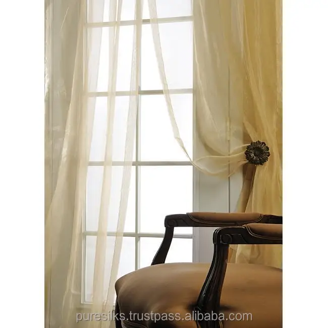 Ivory Silk Organza 108 Inch Wide Sheer Curtain Panel Ivory Silk Organza 108 Inch Wide Sheer