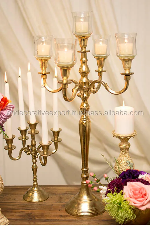 Rough Gold Candelabra 5 Arms Buy Crystal Glass Hurricane Candelabra