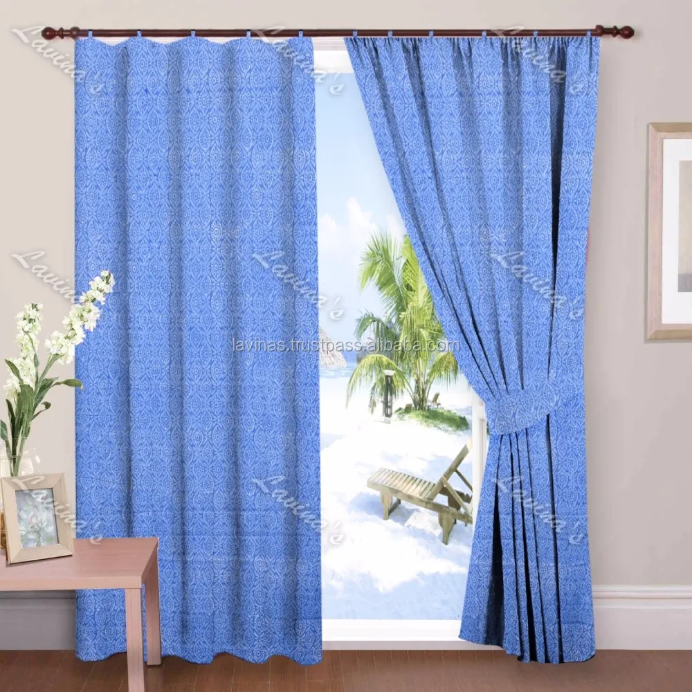 Block Printed Cotton Curtain Window Curtain manufacturer