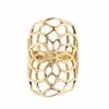 Yellow Gold Plated silver Metal Wedding Ring, Honeybee Comb Ring Womens Jewelry