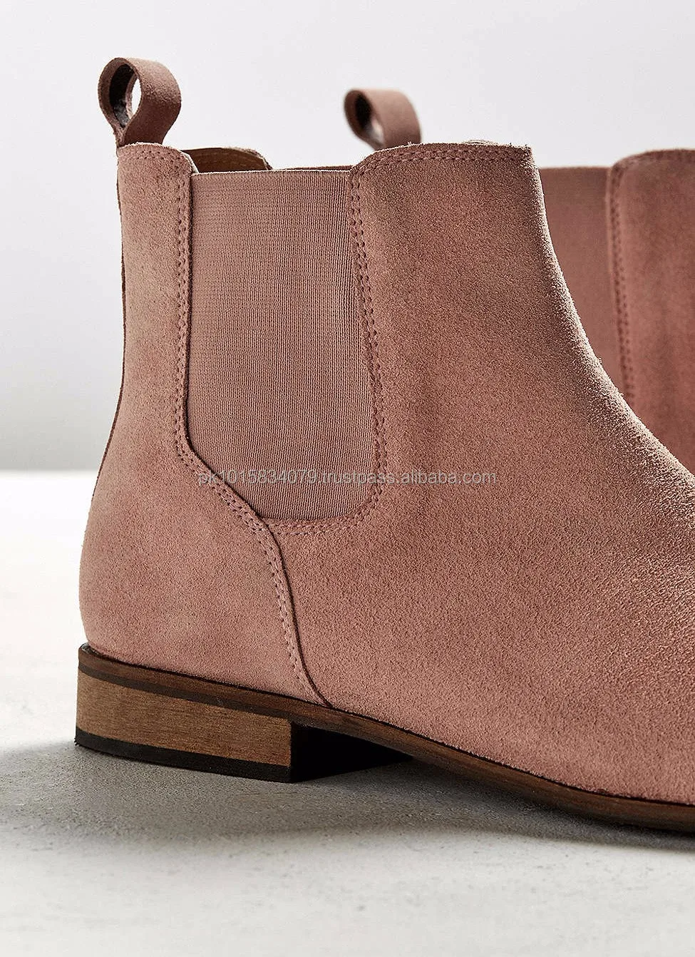 Chelsea Pink Suede Boots,Genuine Leather High Quality Ankle Dress Boots