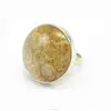Designer Jewelry - Fossil Coral Gemstone - 925 Sterling Silver - Round Cabochon - Bezel Setting Ring - SIRG1124