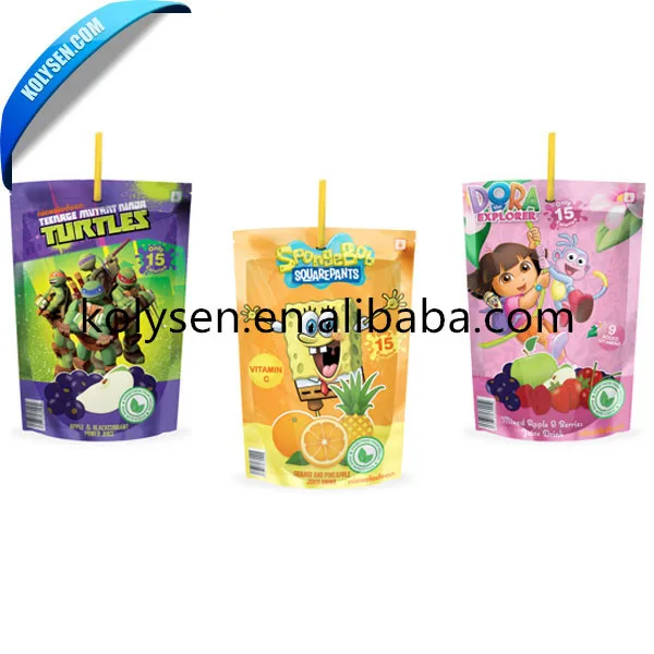 Stand Up Fruit Juice Drink Liquid Pouch with Spout Packaging