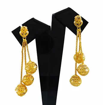 18 K Gold Plated Earrings Long Chandelier Indian Earring Dangles 18 K Gold Plated Earrings Long Chandelier Indian Earring Dangles Jewellery Gift For Women Bse3438