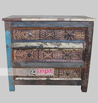 Reclaimed Ship Wood Hand Carved Chest Of Drawer Buy Unfinished