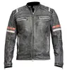 Men's Vintage Motorcycle Cafe Racer Biker Retro Moto Distressed Leather Jacket--FL-2252