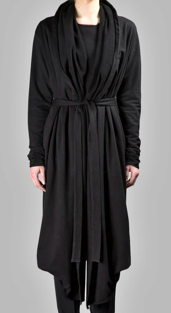 hooded belted cardigan