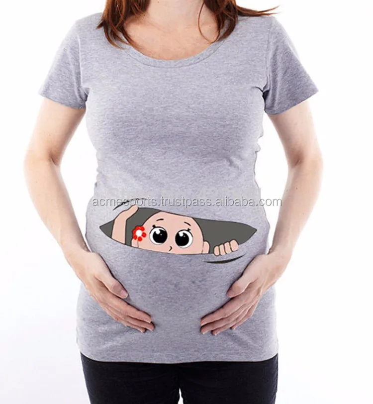 Cheap maternity t shirts Some short-sleeve t-shirts have funny sayings that'll make you laugh. Pretty long-sleeve items give you a smart and polished look. Selections come in variety of fabrics, including cotton, polyester, spandex, rayon, and various combinations of these materials. Maternity t-shirts are available with three types of sleeves: short, three-quarter, and long.