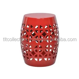 Red Garden Stool Side Table Aluminum Metal Red Garden Stool Side Table Aluminum Metal Colored Stools Flower Cut Design