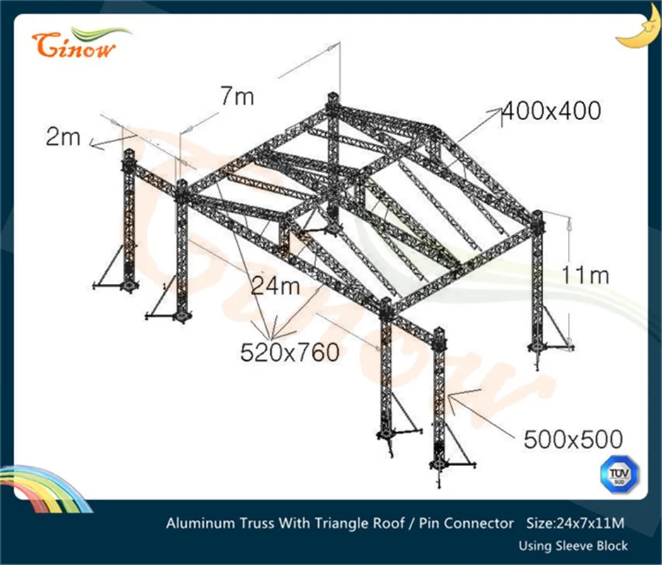 24x11x7m,12x8x7m,Spigot Aluminum Truss With Triangle Roof,Lighting ...