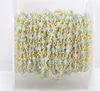 Gold Plated Green Chalcedony 2.5 - 3 mm Beads Wire Wrapped Rosary Cluster Chain