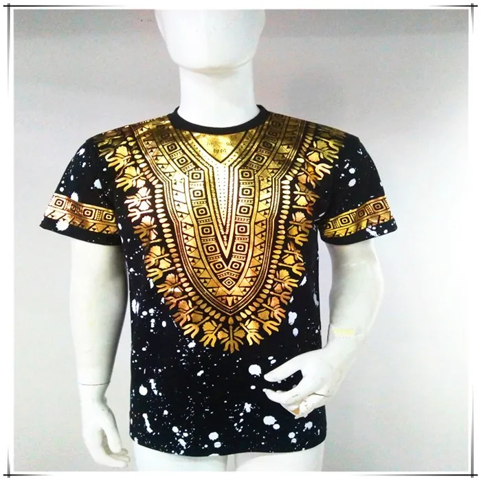 Pe60 Men's Gold Foil Paint Splatter Graphic T Shirt Black ...