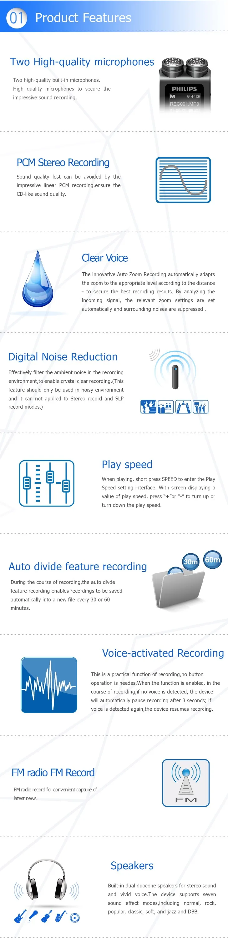 PHILIPS electronic gift items voice recorder for professional woman