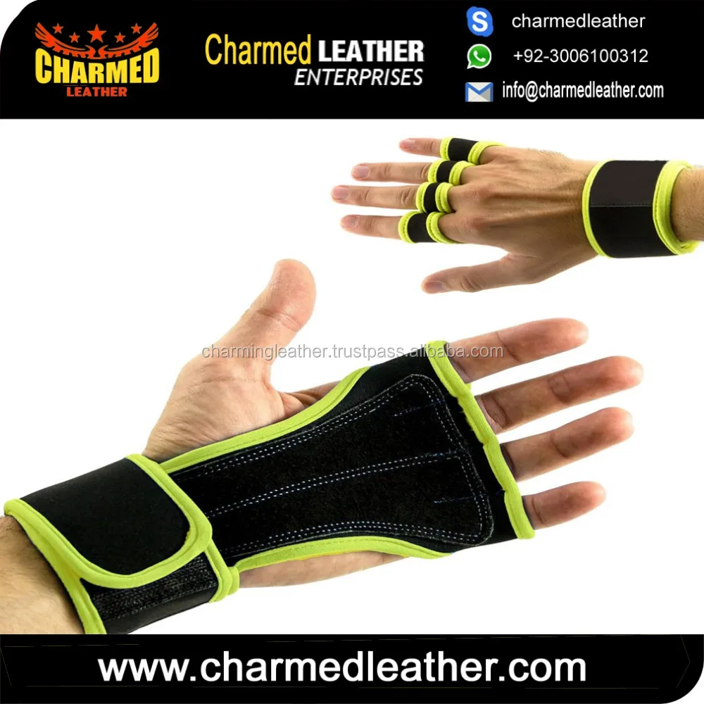 Workout Fitness Gym Weight Lifting Crossfit Gloves Leather Hand Grips